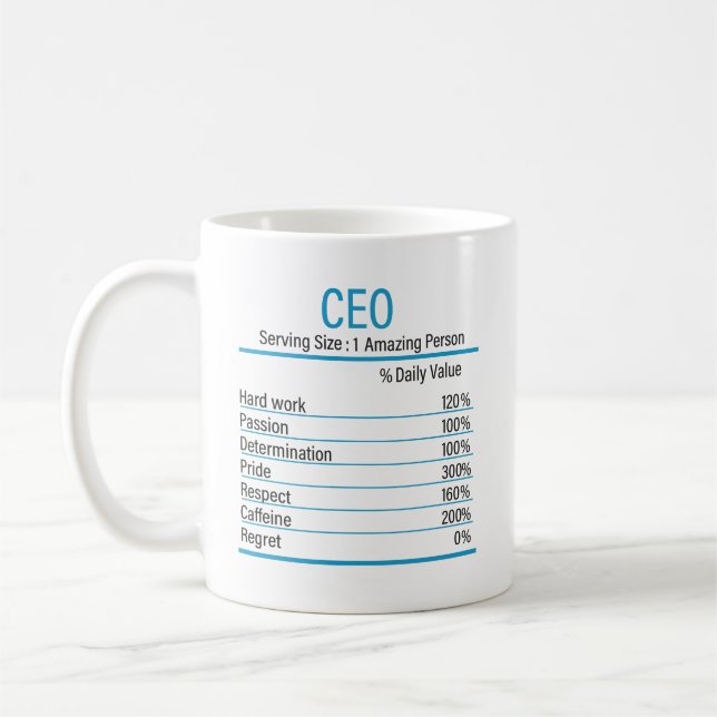 Caneca De Café Fatos de Nutrição do CEO, Fatos de Nutrição, CEO (Esquerda)
