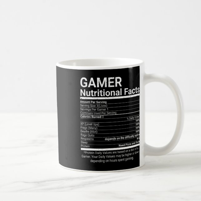 Caneca De Café Fatos de Nutrição do Gamer Video Games Nerd de Com (Direita)