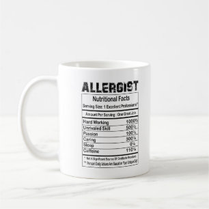 Caneca De Café Fatos Nutricionais Alergistas 11oz Mug