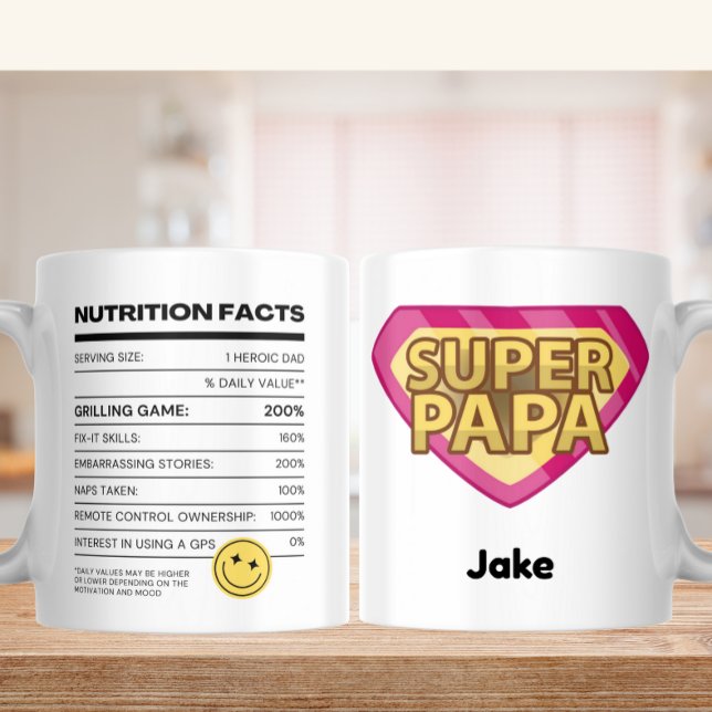 Caneca De Café Fatos Nutricionais Alimentados por Piadas Pais - S (Criador carregado)