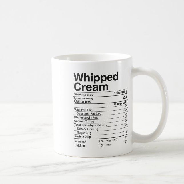 Caneca De Café Fatos Nutricionais de Creme Chantilly Presente de  (Direita)
