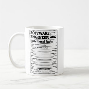 Caneca De Café Fatos Nutricionais de Engenheiro de Software Engra