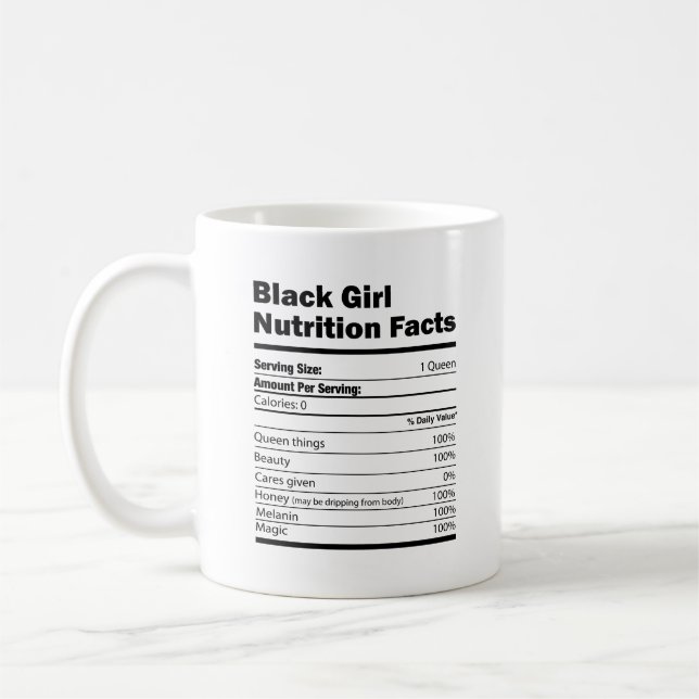 Caneca De Café Fatos Nutricionais de Menina Negra (Esquerda)
