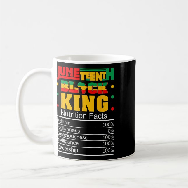 Caneca De Café Fatos Nutricionais do Rei Negro do Juneteenth Orgu (Esquerda)