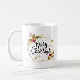 Caneca De Café Faux Dourado Feloral Feliz Natal| Mug