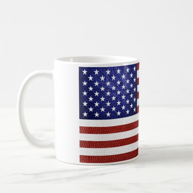 Caneca De Café Faux Red White Blue Leather USA Flag (Esquerda)