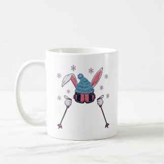 Caneca De Café Faux yarn skiing rabbit winter humor