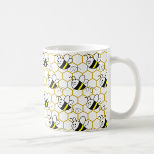 Caneca De Café Favo de Mel Abelha Preta Amarela Branca Padrão