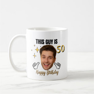 Caneca De Café Favor de aniversário engraçado com foto e idade pe