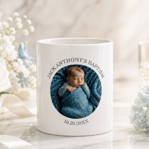 Caneca De Café Favor de Batismo de Menino com Foto Especial