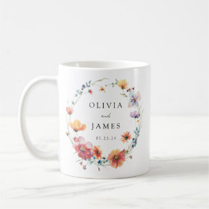 Caneca De Café Favor de casamento com flores silvestres