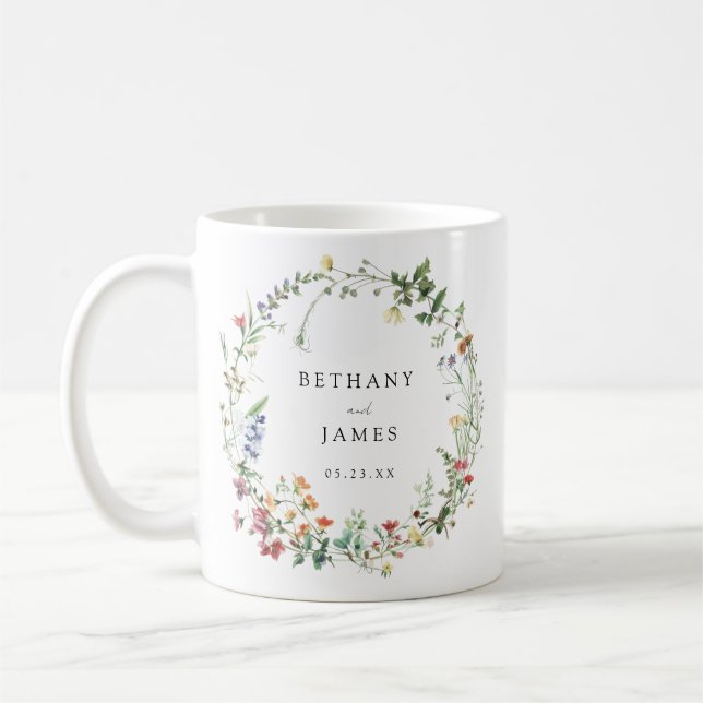 Caneca De Café Favor de casamento de flores silvestres rústicas (Esquerda)