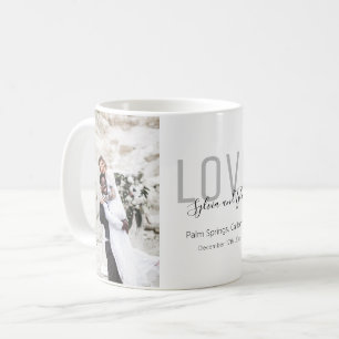 Caneca De Café Favor de Casamento de Foto de Amor Minimalista
