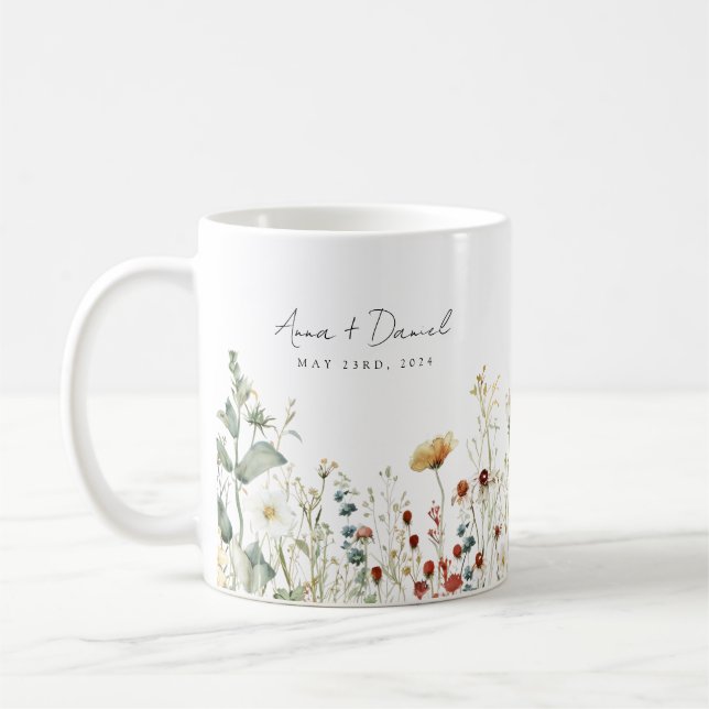 Caneca De Café Favor de Casamento em Campo de Flores Silvestres d (Esquerda)