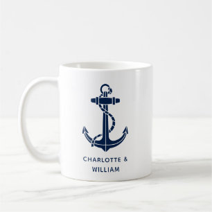 Caneca De Café Favor de casamento na praia com âncora de barco