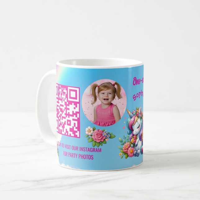 Caneca De Café Favor de Código de Barras de Aniversário Infantil  (Frente Esquerda)