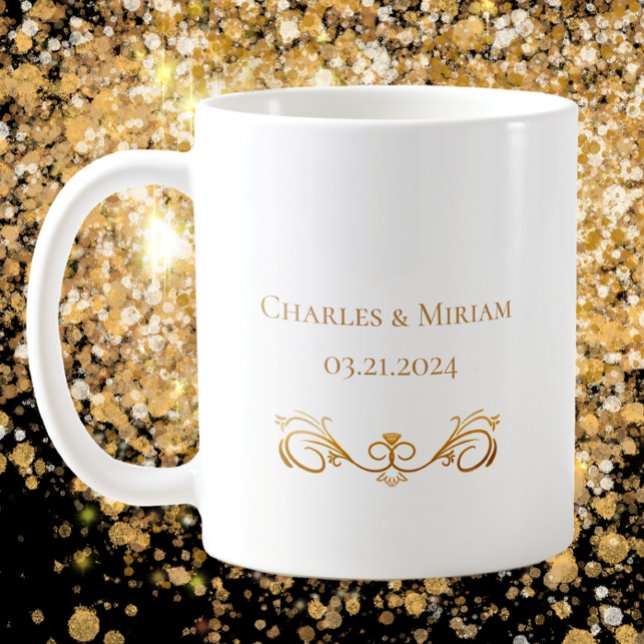 Caneca De Café Favor do presente do Ouro 50º Aniversário Personal (Personalize this golden 50th wedding anniversary keepsake gift or anniversary party favor.
)
