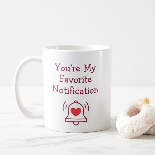 Caneca De Café Favorite Notification Modern Bell Burgundy Red (Com Donut)