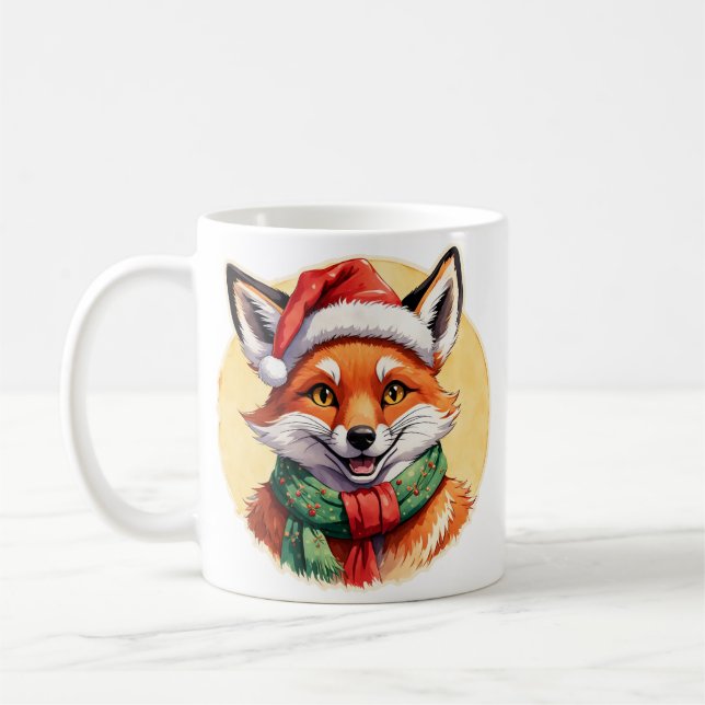 Caneca De Café Favoritos Engraçados de Natal Animal - Raposa 1 (Esquerda)