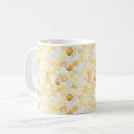 Caneca De Café Favos de Mel em Ouro Branco e Amarelo
