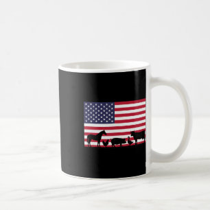 Caneca De Café Fazenda da Bandeira Americana Animais Cavalo Vaca