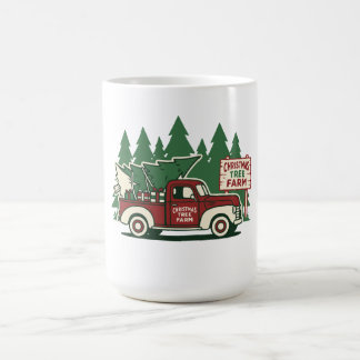 Caneca De Café Fazenda de Árvore de Natal de Caminhão Vintage
