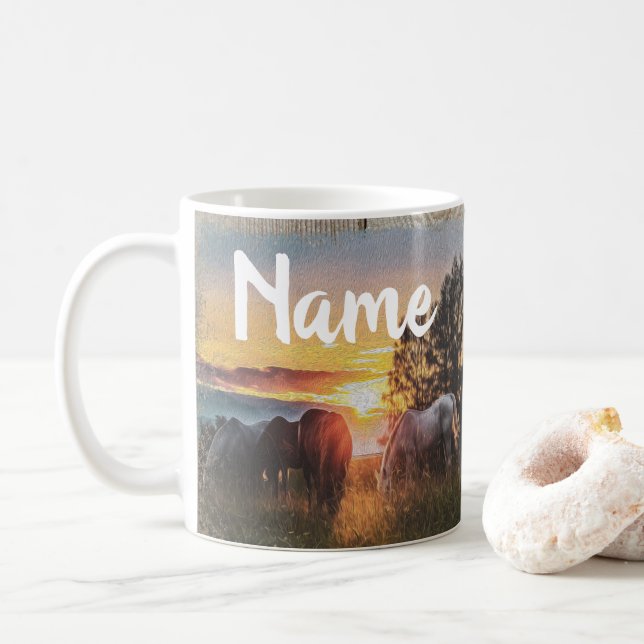 Caneca De Café Fazenda de café com Design, ranhura para cavalos p (Com Donut)