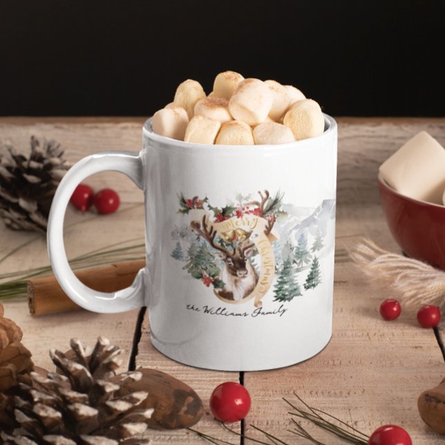 Caneca De Café Fazenda de renas & árvores | Feliz Natal  (Criador carregado)