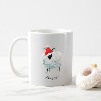 Caneca De Café Fazenda do papai noel carneiro rustico cinza aquar