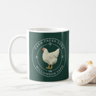 Caneca De Café Fazenda Fresca Vintage Hen Ovos Cartonagem Verde E