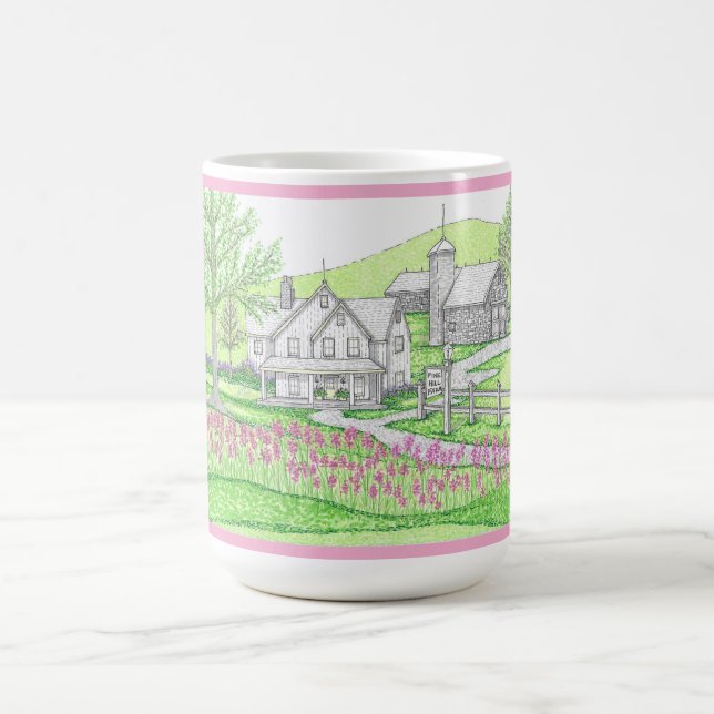 Caneca De Café Fazenda rosa 15oz desenhada à mão (Centro)