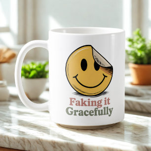 Caneca De Café Fazendo de Conta com Elegância Humor de Sobreviv