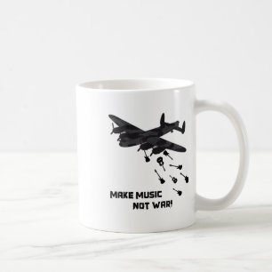 Caneca De Café Fazer Música Não Avião Guerra Guitarra Amor Paz Pa