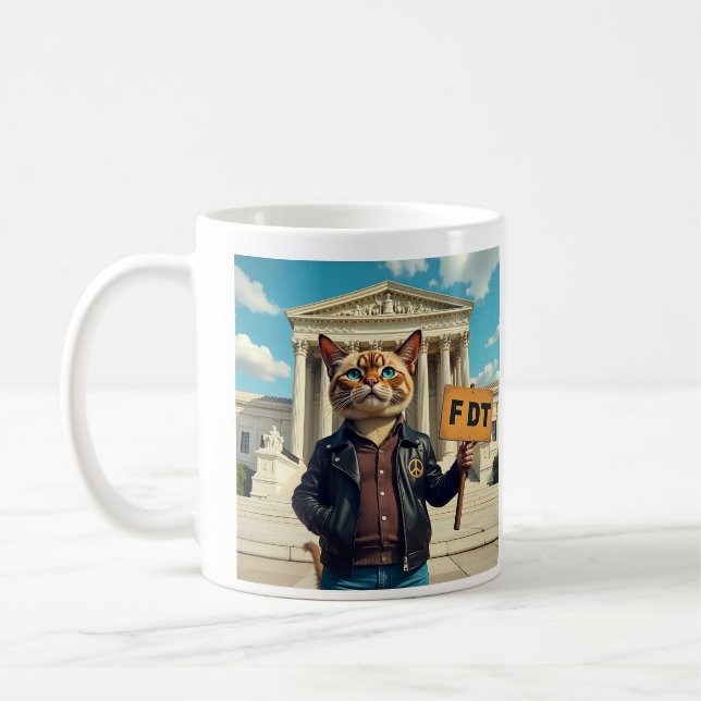 Caneca De Café FDT Cat na Jaqueta de couro (Esquerda)