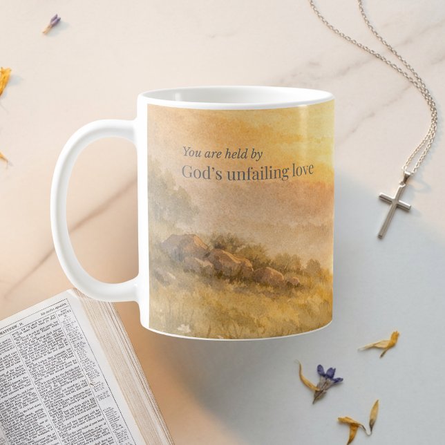 Caneca De Café Fé Cristã no Amor Infalível de Deus (Criador carregado)