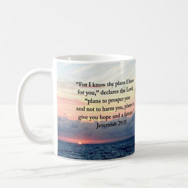 CANECA DE CAFÉ FÉ EM JEREMIAH 29:11 SUNRISE VERSE (Esquerda)