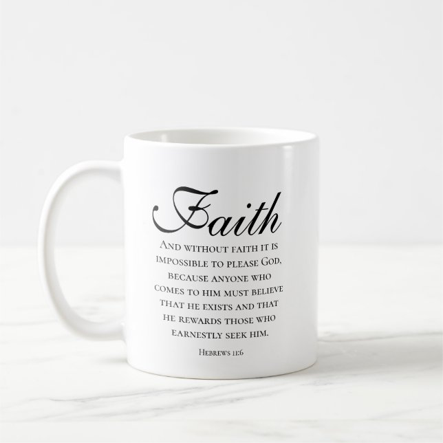 Caneca De Café Fé Escritura Hebreus 11:16 Versículo da Bíblia (Esquerda)