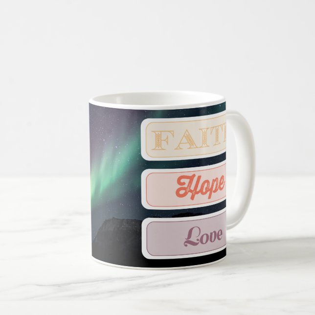 Caneca De Café Fé, Esperança, Amor (Frente Esquerda)