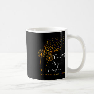 Caneca De Café Fé Esperança Amor' Dandelion Laranja Fita Leucemia