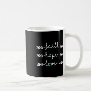 Caneca De Café Fé Esperança Amor Faixa Verde Conscientização da D