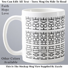 Caneca De Café Fé Esperança Amor Mensagem Oculta Moderna Personal