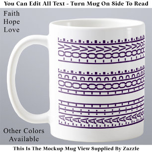 Caneca De Café Fé Esperança Amor Mensagem Oculta na Moda Branco