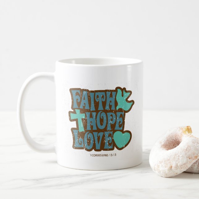 Caneca De Café Fé, esperança e cãozinho de amor (Com Donut)