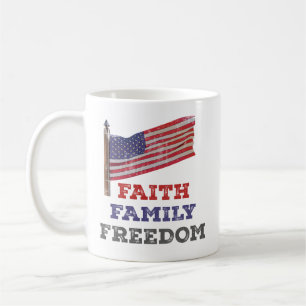 Caneca De Café Fé Família Liberdade