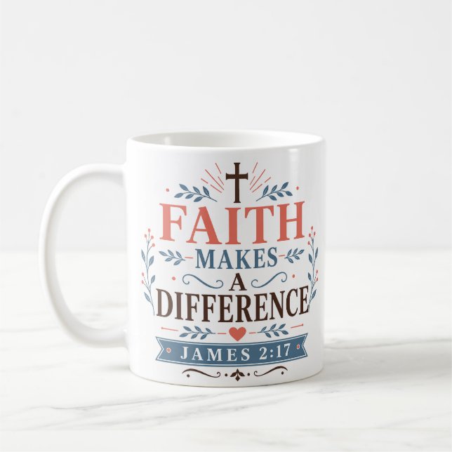 Caneca De Café Fé Faz A Diferença Inspiração Cristã (Esquerda)