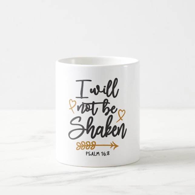 Caneca De Café Fé Inabalável - Salmo 16:8 Design cristão (Centro)