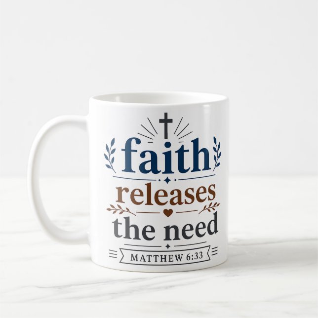Caneca De Café Fé Liberta a Necessidade Escritura Cristã (Esquerda)