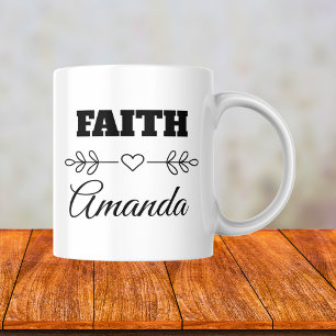Caneca De Café Fé Personalizada Coração Cristão