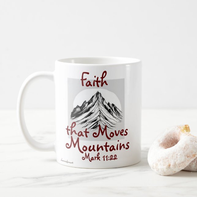 Caneca De Café Fé Que Move Montanhas, Marca 11:22 (Com Donut)