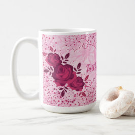 Caneca De Café Fé Sobre Medo, Rosas Rosa